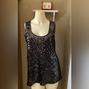 AVENUE Woman’s  Sequin Black Tank Top Sleeveless Women’s Size 14/16